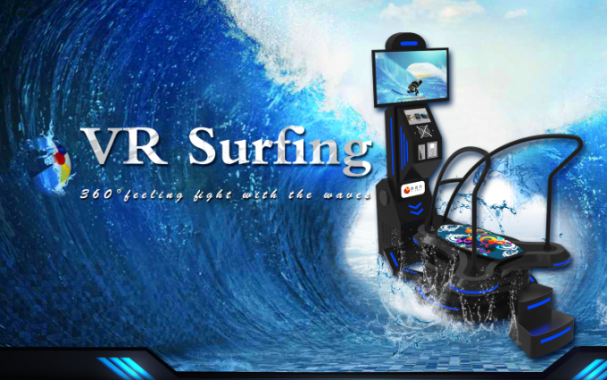 Nero & blu che stanno sui giochi interattivi praticanti il surfing di spettacolo del simulatore di moto di 9D VR 0