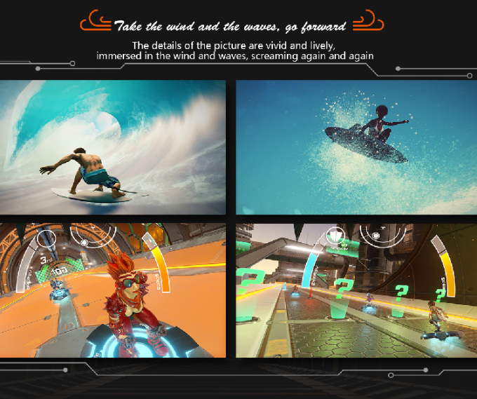 Nero & blu che stanno sui giochi interattivi praticanti il surfing di spettacolo del simulatore di moto di 9D VR 1