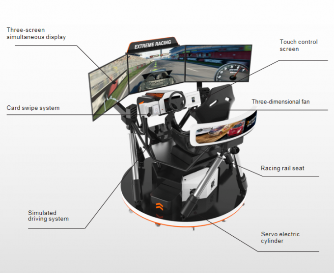 Simulatore della vetroresina 9D, VR dinamico che corre il simulatore di guida di veicoli dello schermo di Dof 3 della macchina 6 del gioco del simulatore 2