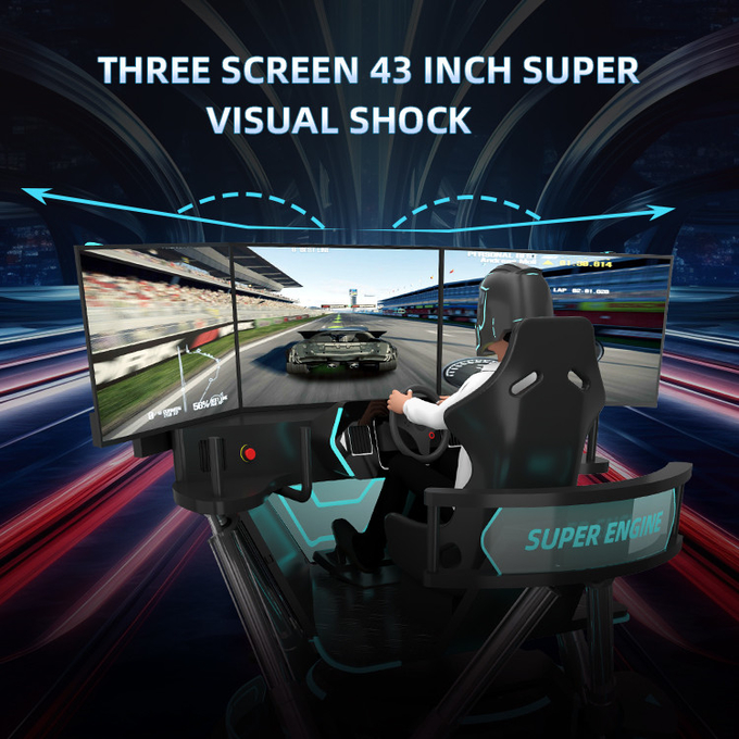 6dof Motion Simulatore idraulico di corse Auto da corsa Arcade Macchina da gioco Simulatore di guida auto con 3 schermi 5