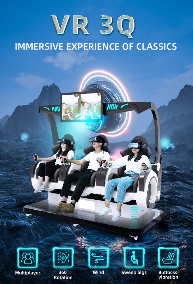 Simulatore di realtà virtuale da 3 posti con moneta, macchina da gioco 5D, sedie da cinema 9D 0