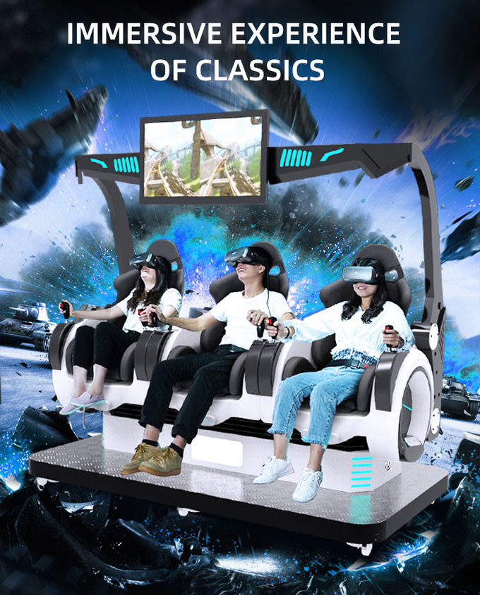 Simulatore di realtà virtuale da 3 posti con moneta, macchina da gioco 5D, sedie da cinema 9D 2