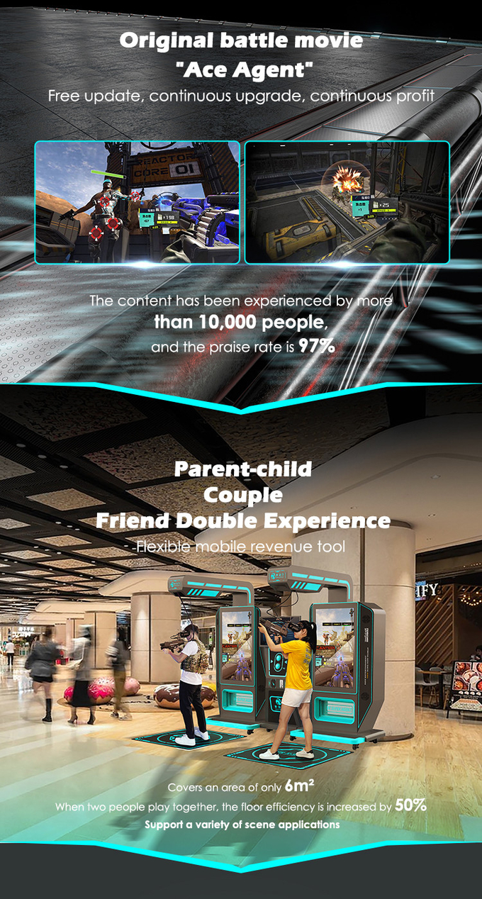 I giochi della fucilazione del centro commerciale VR lavorano VR a macchina da due giocatori Arcade Simulator 1