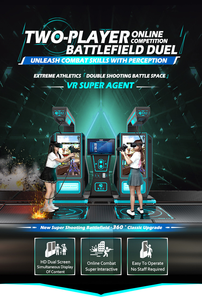 Shooting Machine Virtual Reality Gun Arcade Machine 2 giocatori di divertimento 9d VR Simulator 0