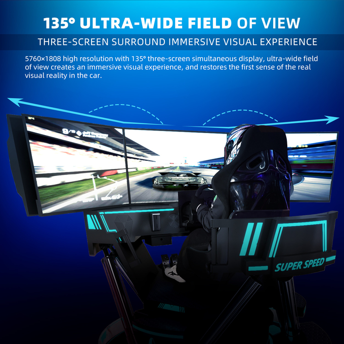 Simulatore di realtà virtuale a 3 schermi 6- Dof Black Car Racing Game Machine 5d Car Driving Arcade For Mall 5