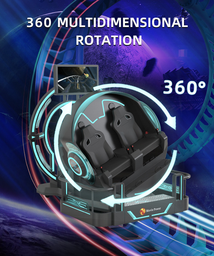 2 posti a sedere 9d roller coaster machine 360 rotazione vr cinema 360 gradi sedia volante simulatore 3