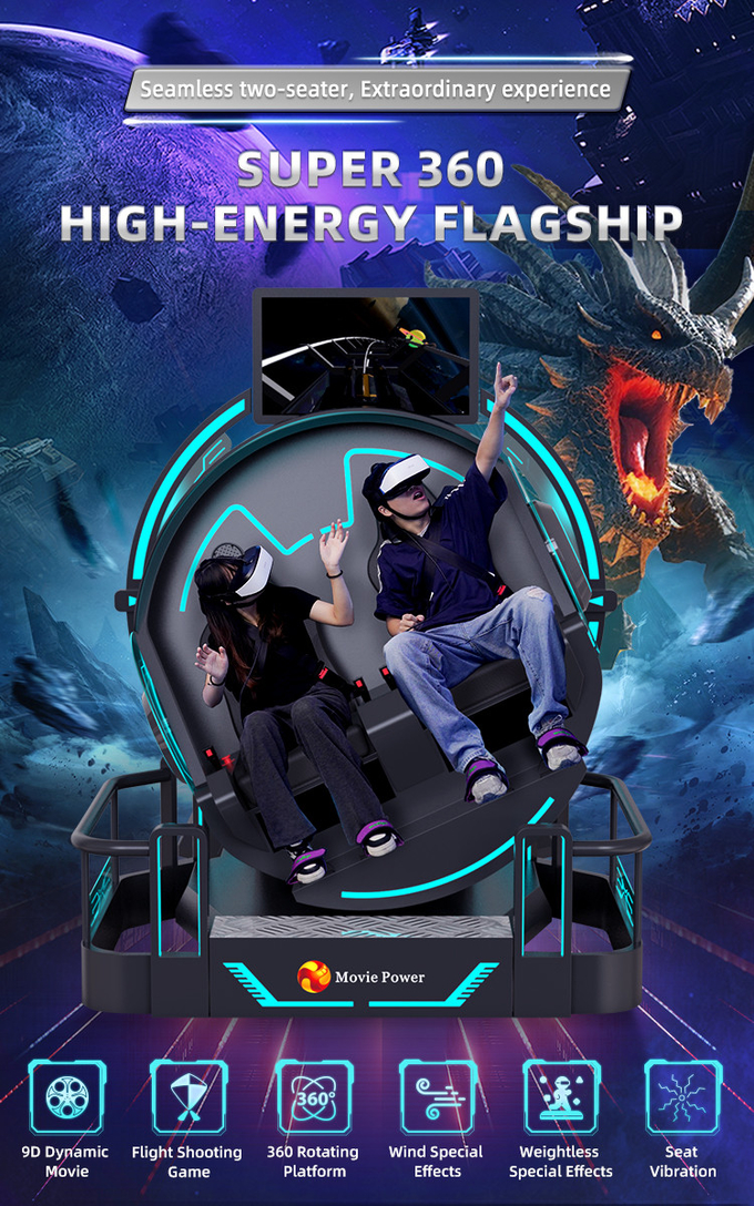 Smart Control VR 360 Flying Cinema 2 posti 9D VR Roller Coaster Simulator 0