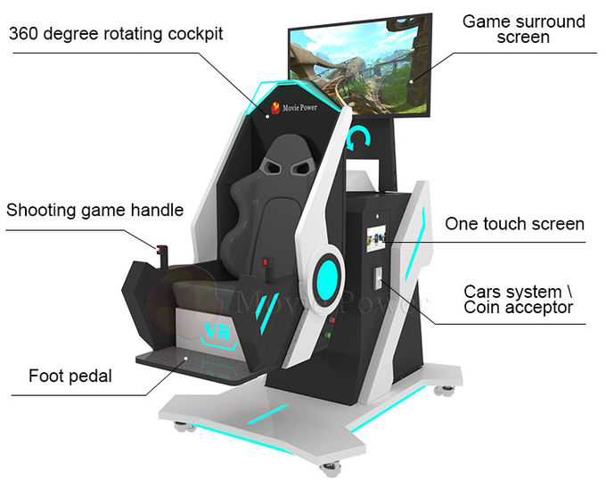 Sedia del simulatore VR di rotazione di VR 360 con la sedia emozionante di rotazione di realtà virtuale di 50 giochi 0