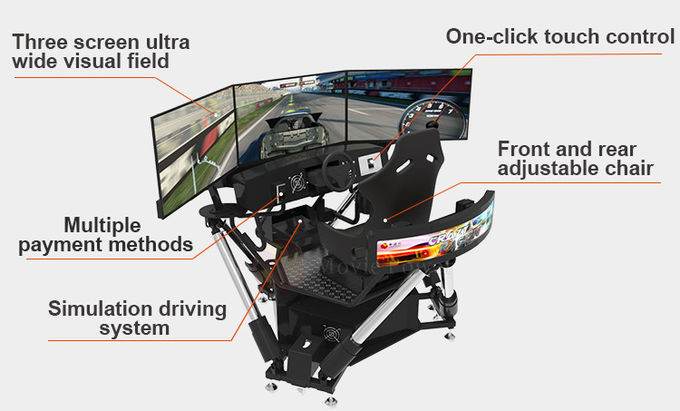 Simulatore di guida portatile a 3 schermi 6 DOF Auto da corsa Arcade Equipaggiamento di guida dinamico 3