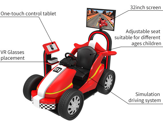 Parco a tema VR Rides 9D Kids Racing Game Simulator Coin Operated Car Arcade Machine 4