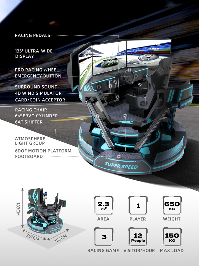 Prezzo all'ingrosso VR che corre l'attrezzatura eccellente commerciale del gioco dell'automobile di velocità del simulatore 9D VR 4