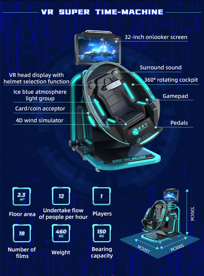 Macchina eccellente commerciale del gioco della mosca della macchina del tempo del simulatore 9D VR di realtà virtuale dello spingitoio della moneta 4