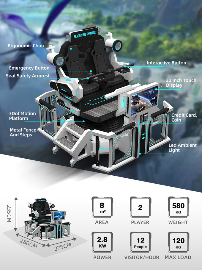 sedia 2 Seater di Vr delle montagne russe della macchina del gioco di Vr del simulatore di realtà virtuale di 4d 8d 9d 1